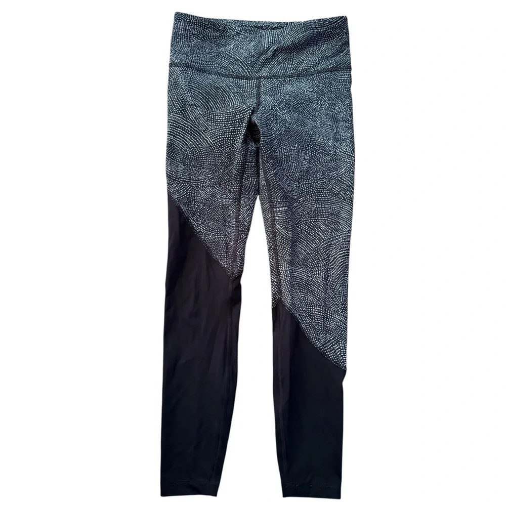 Lululemon Speed‎ Wunder Tight *Asym Free Spirit Ice Grey Black/Black Size 6
